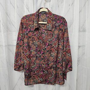Elementz Blouse Grunge Floral Boho Goth Casual Retro 2X